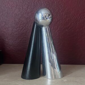 Black and Silver Nambe Neil Cohen salt and pepper shakers